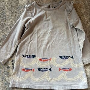 Tea Collection Gray Fish Print Kids Dress